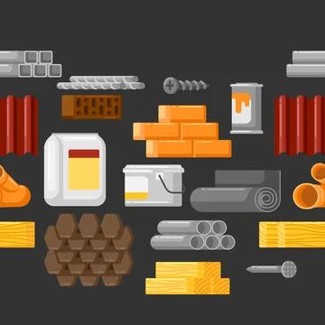 Building materials pattern. Industrial products for construction and renovation Ilustración de archivo