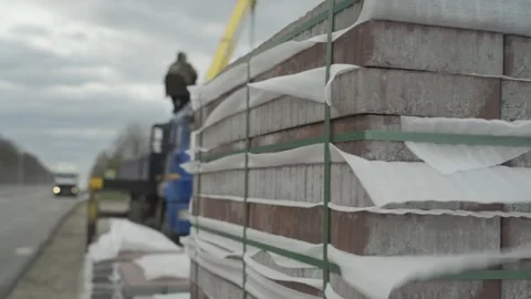 Building materials, pavers, landscaping, bricks Stock Footage 287988035