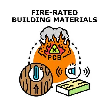 Building materials protecting from fire and noise Stock Illustration