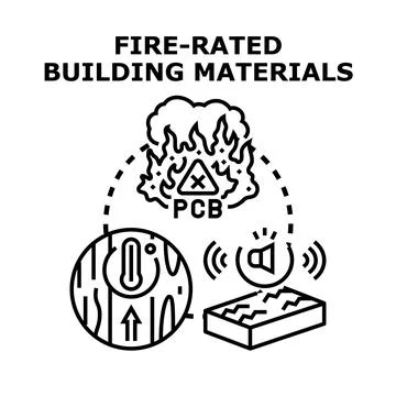Building materials protecting from fire and noise Ilustração Stock