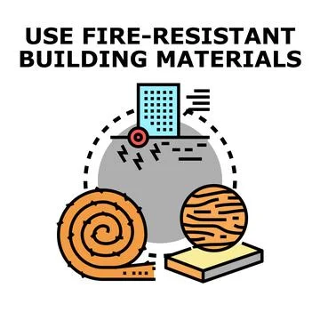 Building materials protecting property from fire hazard Stock Illustration