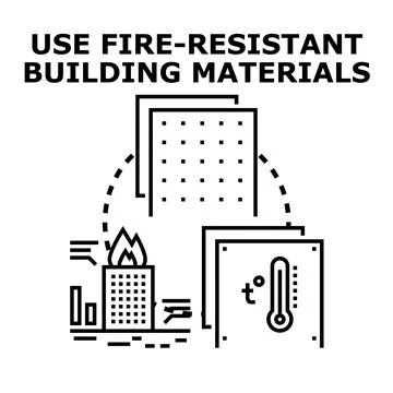 Building materials protecting structures from fire and heat Stock Illustration