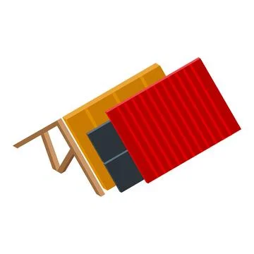 Building materials showing different layers of insulation for house construction Ilustración de archivo