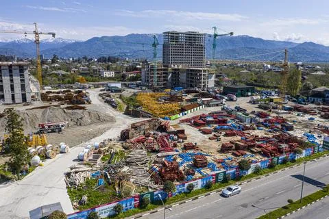 Building materials warehouse from drone Fotos de archivo