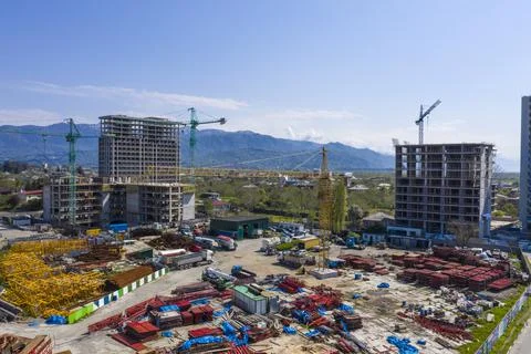 Building materials warehouse from drone Fotos de archivo