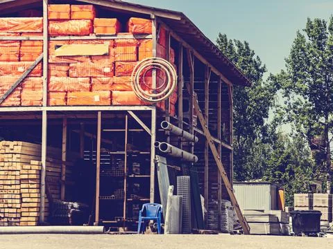Building materials warehouse. Stock Photos