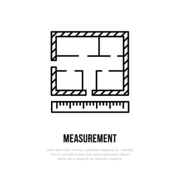 Building measurements. Architectural plan, engineering vector flat line icon Ilustración de archivo