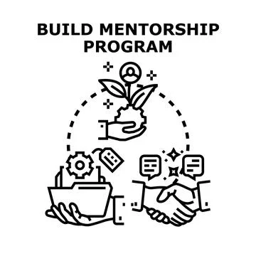 Building mentorship program and developing business collaboration 库存插图