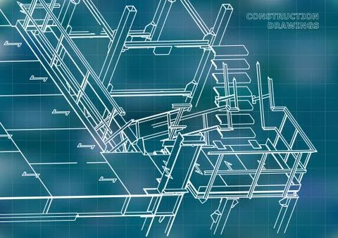 Building. Metal constructions. Volumetric constructions. 3D design Ilustración de archivo