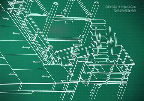 Building. Metal constructions. Volumetric constructions. 3D design Ilustración de archivo