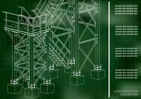 Building. Metal constructions. Volumetric constructions. 3D design. Abstract  Ilustración de archivo