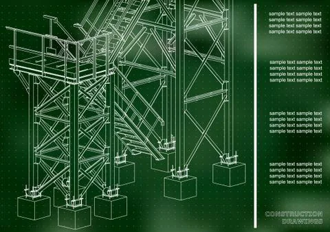 Building. Metal constructions. Volumetric constructions. 3D design. Abstract  Stock Illustration