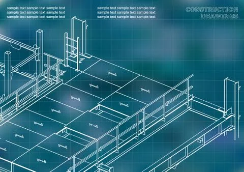 Building. Metal constructions. Volumetric constructions. 3D design Ilustración de archivo