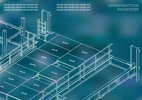 Building. Metal constructions. Volumetric constructions. 3D design Ilustración de archivo
