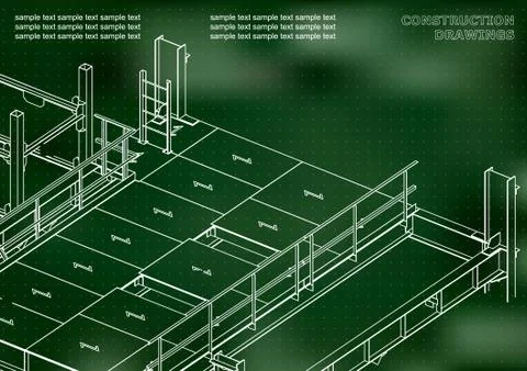 Building. Metal constructions. Volumetric constructions. 3D design Ilustración de archivo