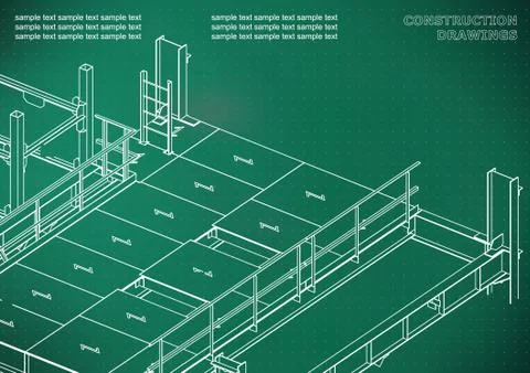 Building. Metal constructions. Volumetric constructions. 3D design Stock Illustration