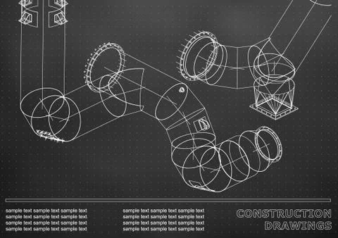 Building. Metal constructions. Volumetric constructions. 3D design Stockillustratie