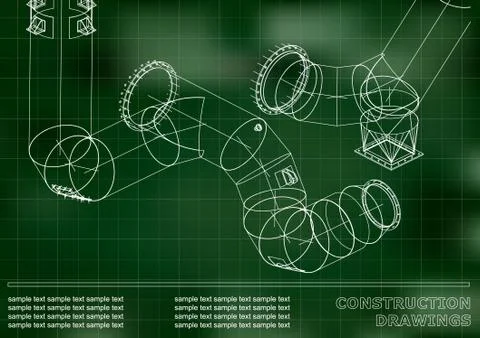 Building. Metal constructions. Volumetric constructions. 3D design Ilustración de archivo