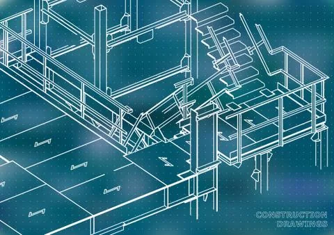 Building. Metal constructions. Volumetric constructions. 3D design Ilustración de archivo