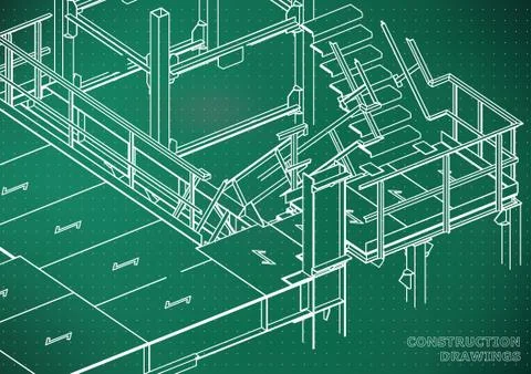 Building. Metal constructions. Volumetric constructions. 3D design Ilustración de archivo