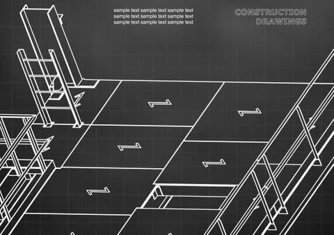 Building. Metal constructions. Volumetric constructions. 3D design Ilustración de archivo