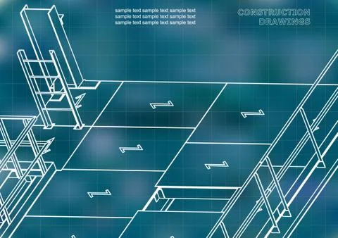 Building. Metal constructions. Volumetric constructions. 3D design Ilustración de archivo