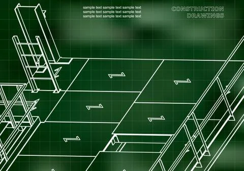Building. Metal constructions. Volumetric constructions. 3D design Ilustración de archivo