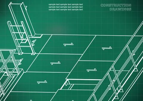 Building. Metal constructions. Volumetric constructions. 3D design Ilustración de archivo