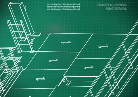 Building. Metal constructions. Volumetric constructions. 3D design Ilustración de archivo