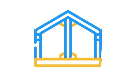 Building metallic framework color icon animation Video stock 166375387