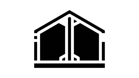 Building metallic framework glyph icon animation Video stock 166388429