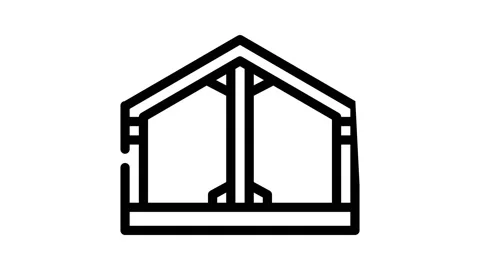 Building metallic framework line icon animation Video stock 166380793