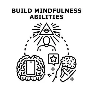 Building mindfulness abilities creating self awareness and learning process Ilustración de archivo