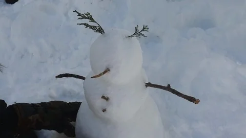 Building mini snowman Stock Footage 105687317