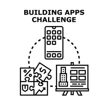 Building mobile applications challenge and digital development process Stockillustratie