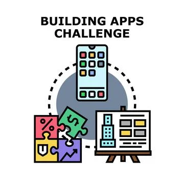 Building mobile applications challenge and digital development process Stockillustratie