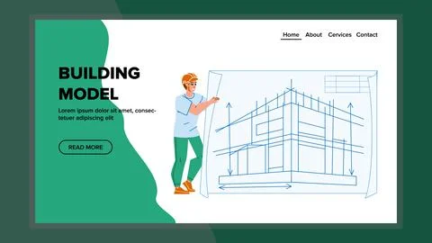 Building Model Developing Engineer Man Vector Ilustración de archivo