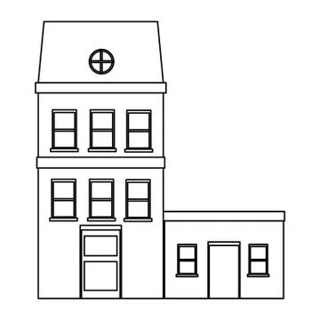 Building modern house structure black and white Ilustración de archivo