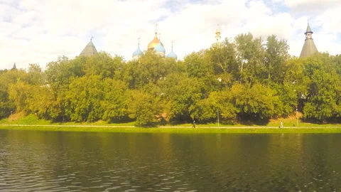 Building of the monastery in the park in summer timelapse Stock Footage 87220046