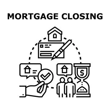 Building mortgage closing process with real estate deal Ilustración de archivo