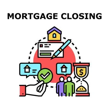 Building mortgage closing process with real estate deal Ilustración de archivo