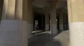 Building with mosaic ceiling and columns in Park Guell, Barcelona 4k or 4k+ Resolution