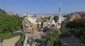 Building with mosaic roof and tower in Park Guell, Barcelona 4k or 4k+ Resolution