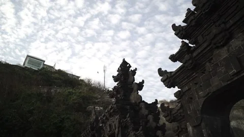 A building on a mountain next to a cliff in Bali. Stock Footage 154160301