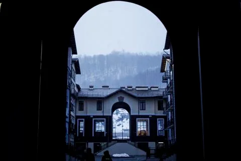 Building in the mountains Stock Photos