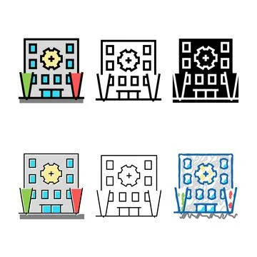 Building multicolor pack lighting color icon vector Stock Illustration