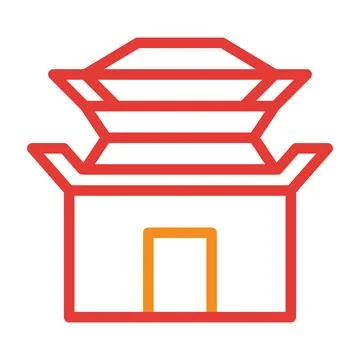 Building multicolor red illustration vector and logo Icon new year icon per.. Ilustración de archivo