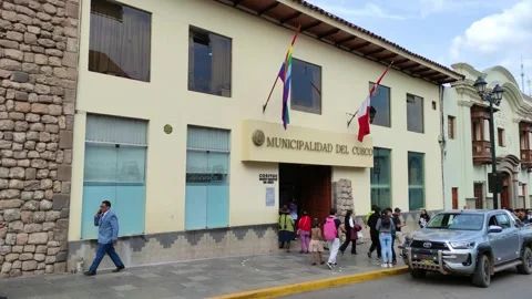 Building of the municipality of Cusco Stock Footage 288879042
