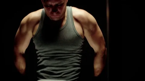 Building Muscles. The Gym - Dips. Stock-Footage 78389923