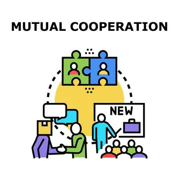 Building mutual cooperation with teamwork and connection Ilustración de archivo